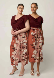 Marisol Cowl Neck Jersey Top-Rosewood