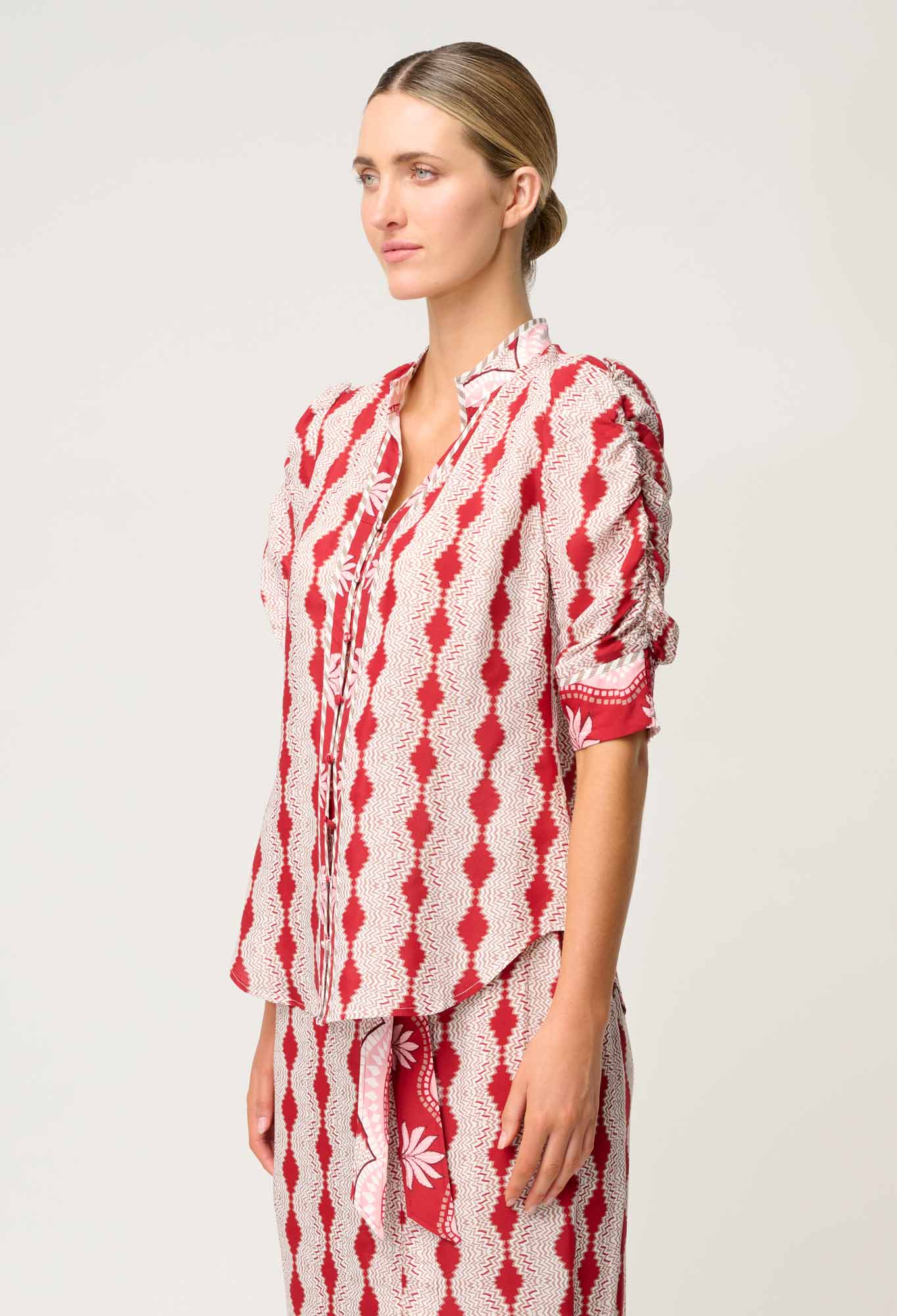 Calantha Ruched Sleeve Shirt