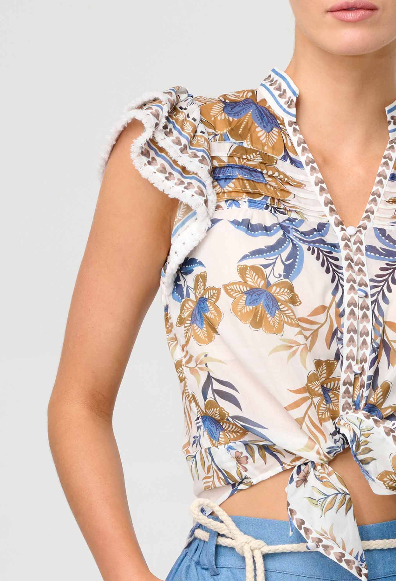 Luma Cotton Silk Flutter Sleeve Top