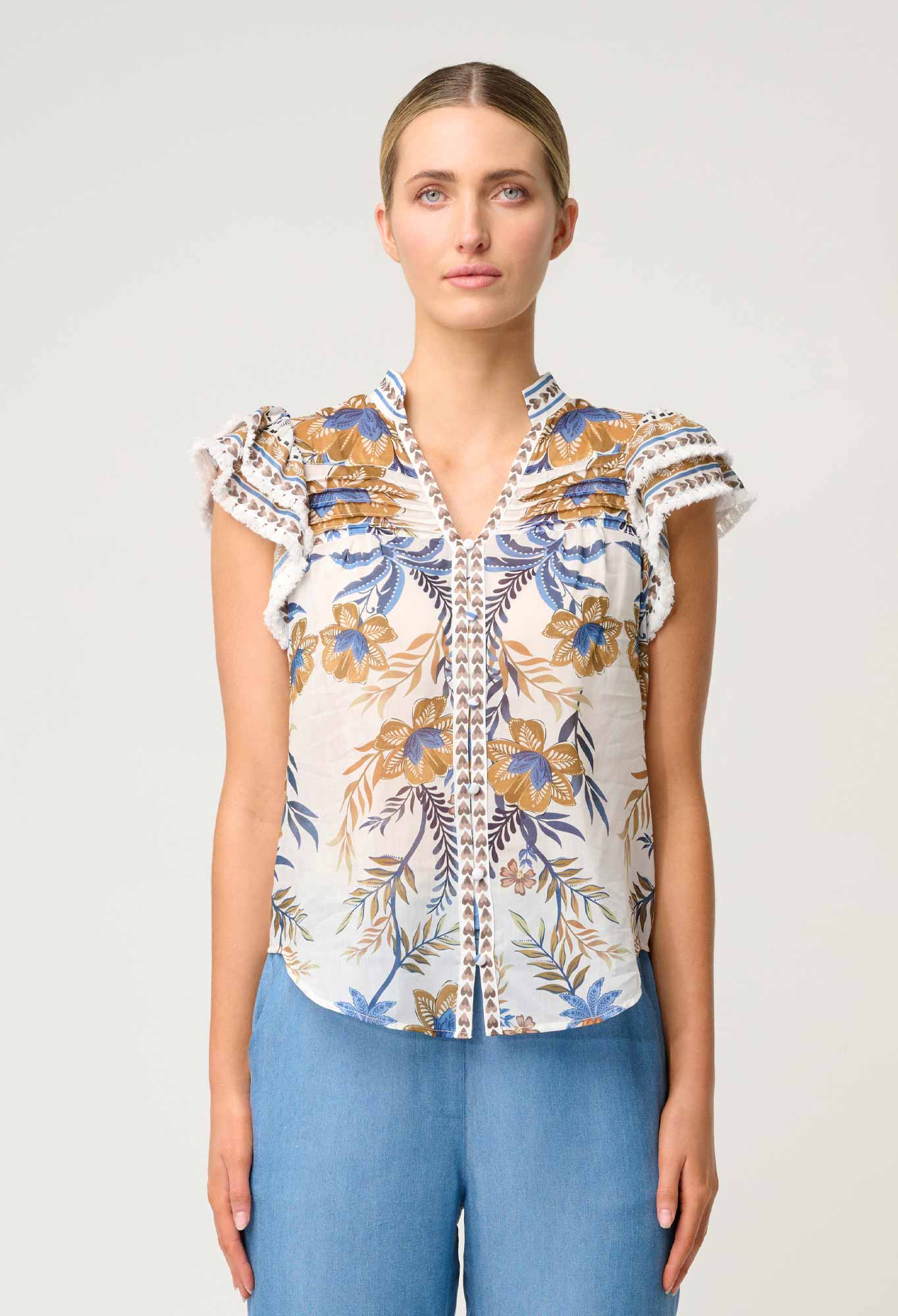 Luma Cotton Silk Flutter Sleeve Top