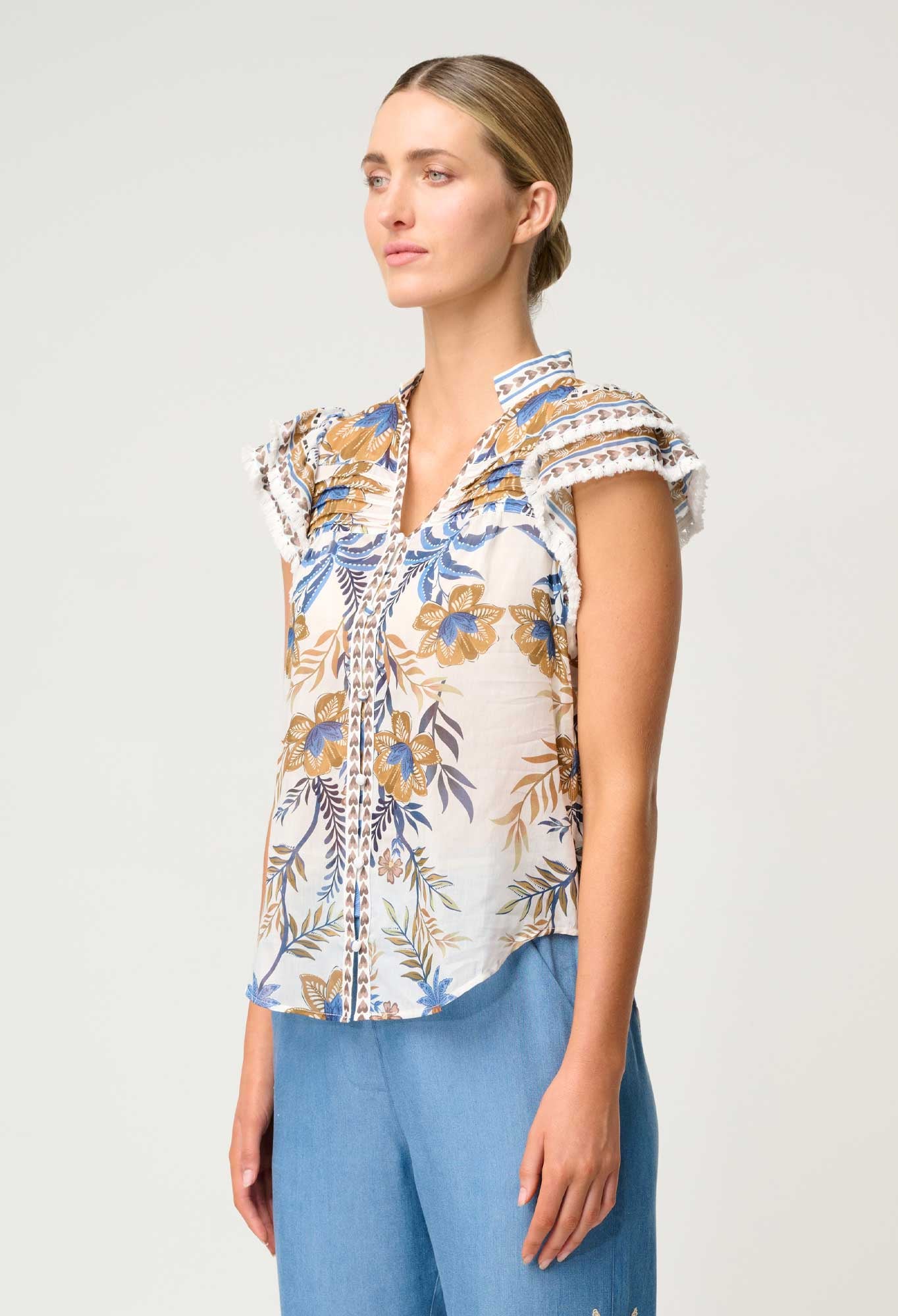 Luma Cotton Silk Flutter Sleeve Top
