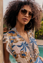 Luma Cotton Silk Flutter Sleeve Top