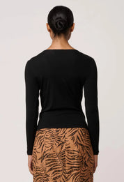 Milda Stretch Cowl Top - Black