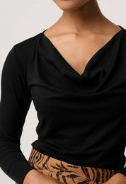 Milda Stretch Cowl Top - Black