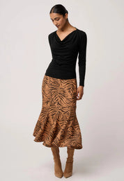 Milda Stretch Cowl Top - Black