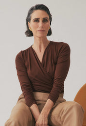 Aster Lyocell Wrap Top- Mocha