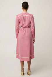 ISLA Trim Detail Dress -Blush Chambray