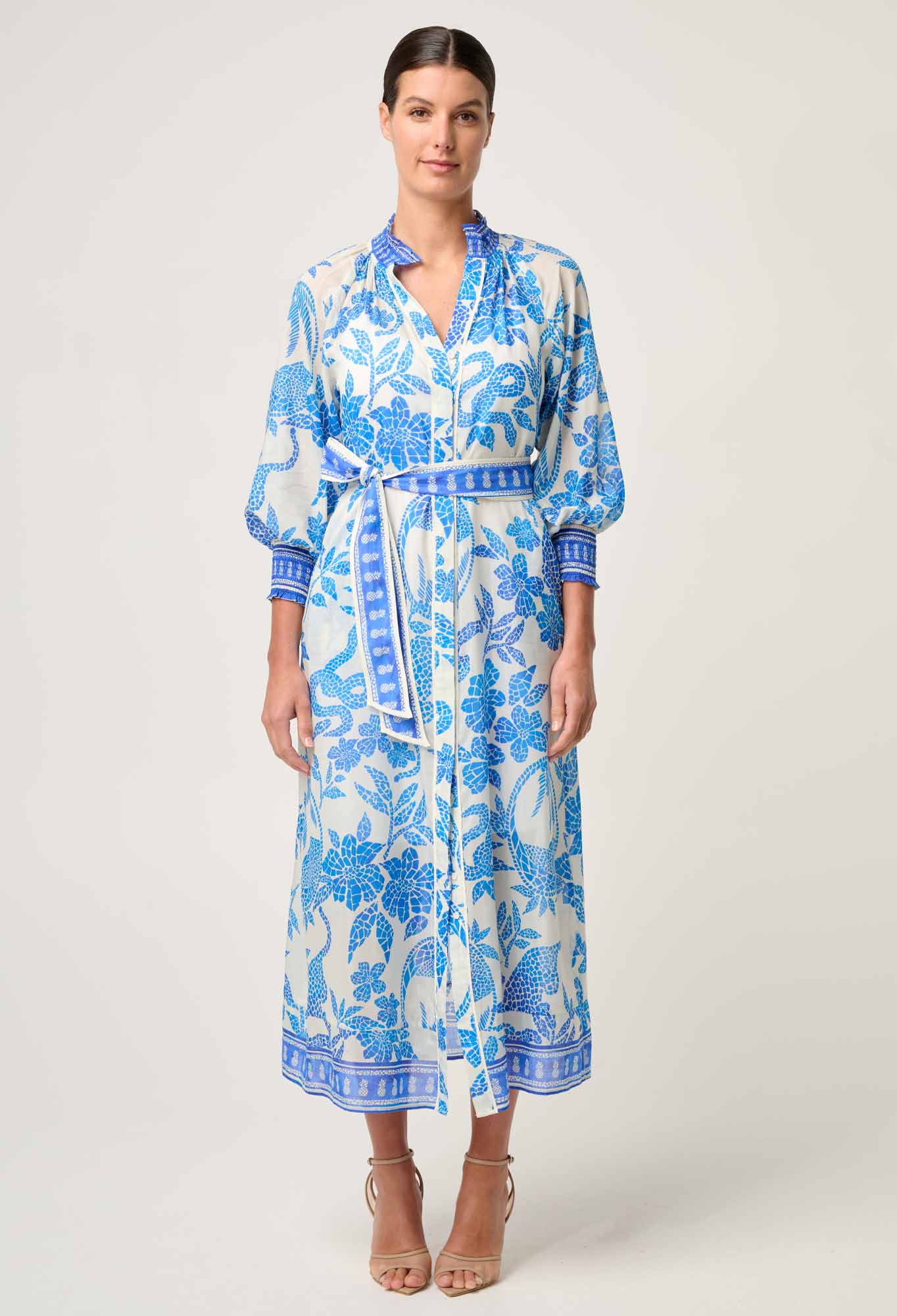 Carmen Silk Cotton Print Maxi Dress