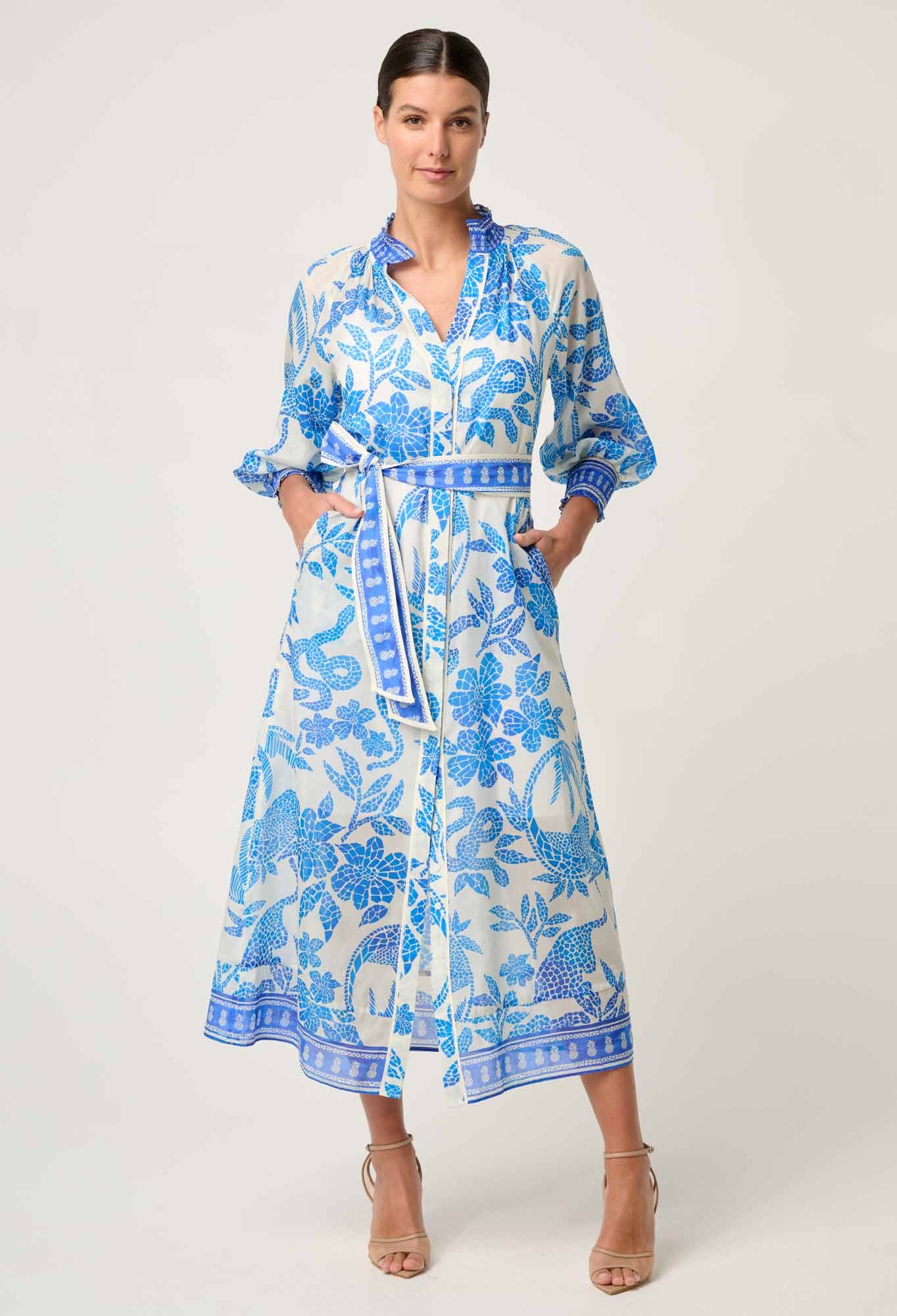 Carmen Silk Cotton Print Maxi Dress
