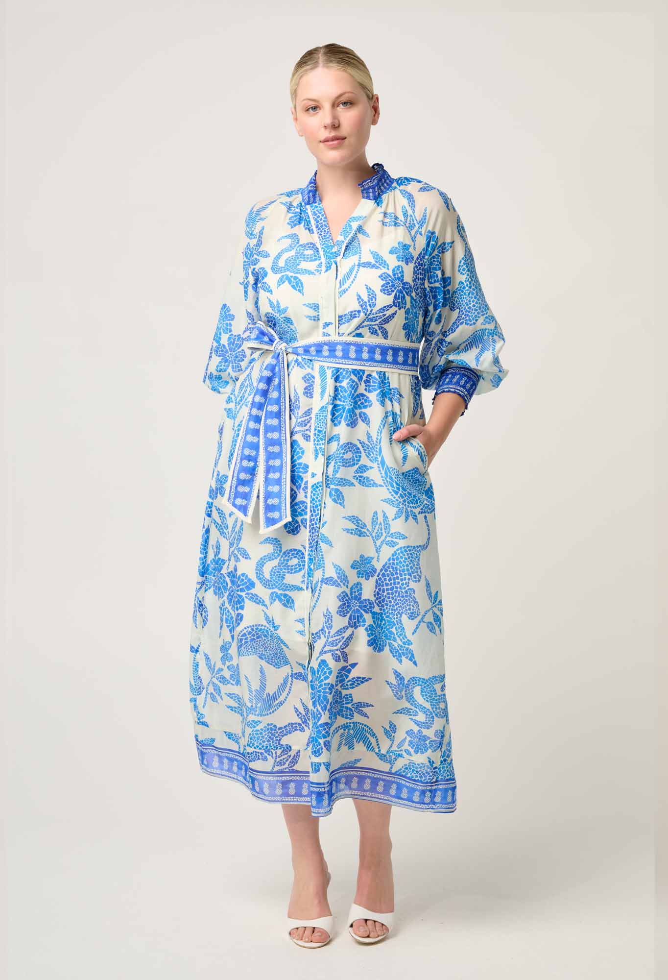 Carmen Silk Cotton Print Maxi Dress