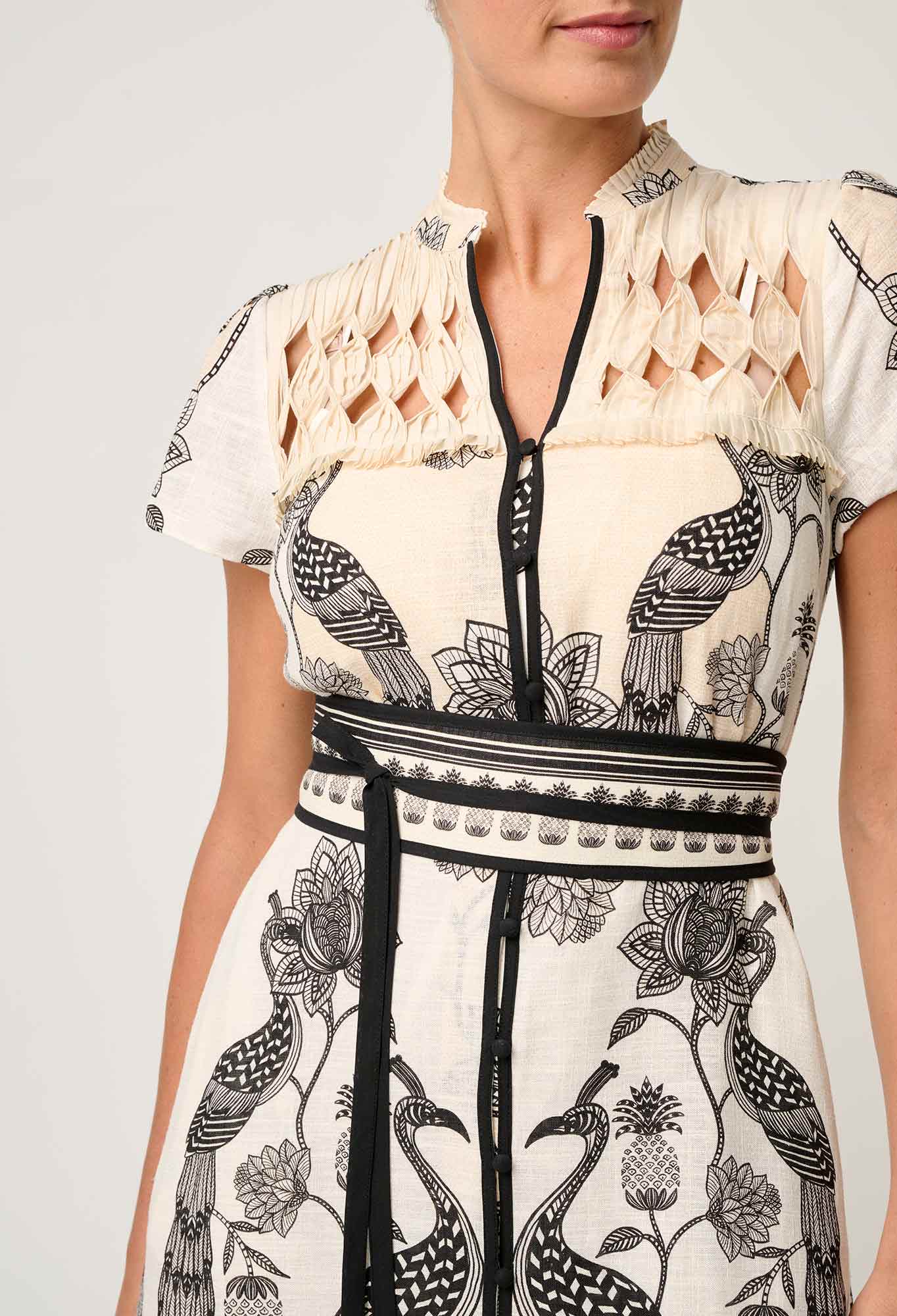 Xanthia Diamond Smock Yoke Dress