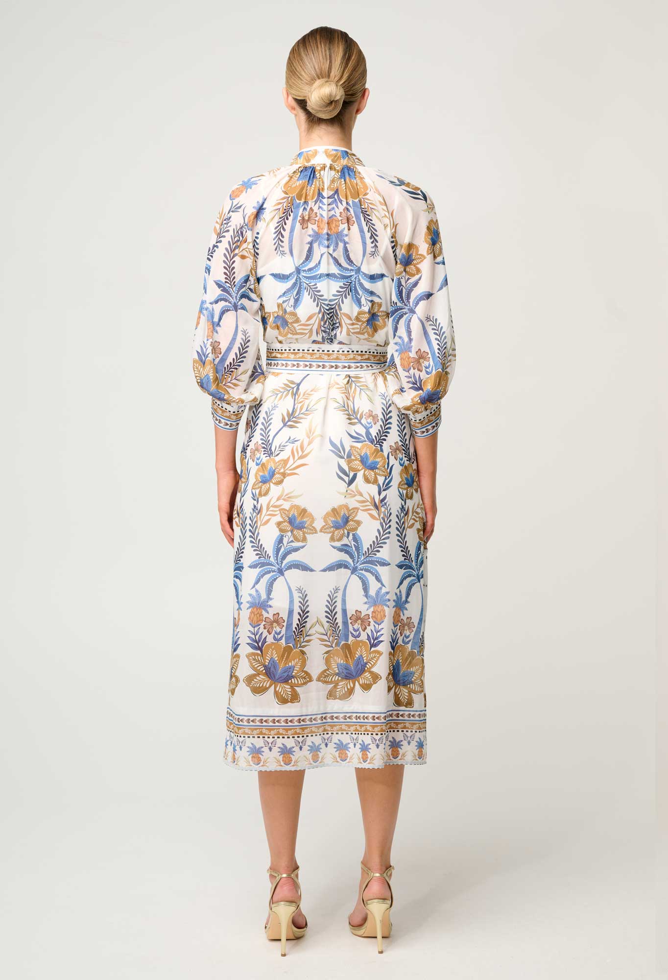 Carmen Silk Cotton Maxi Dress - Golden Medina