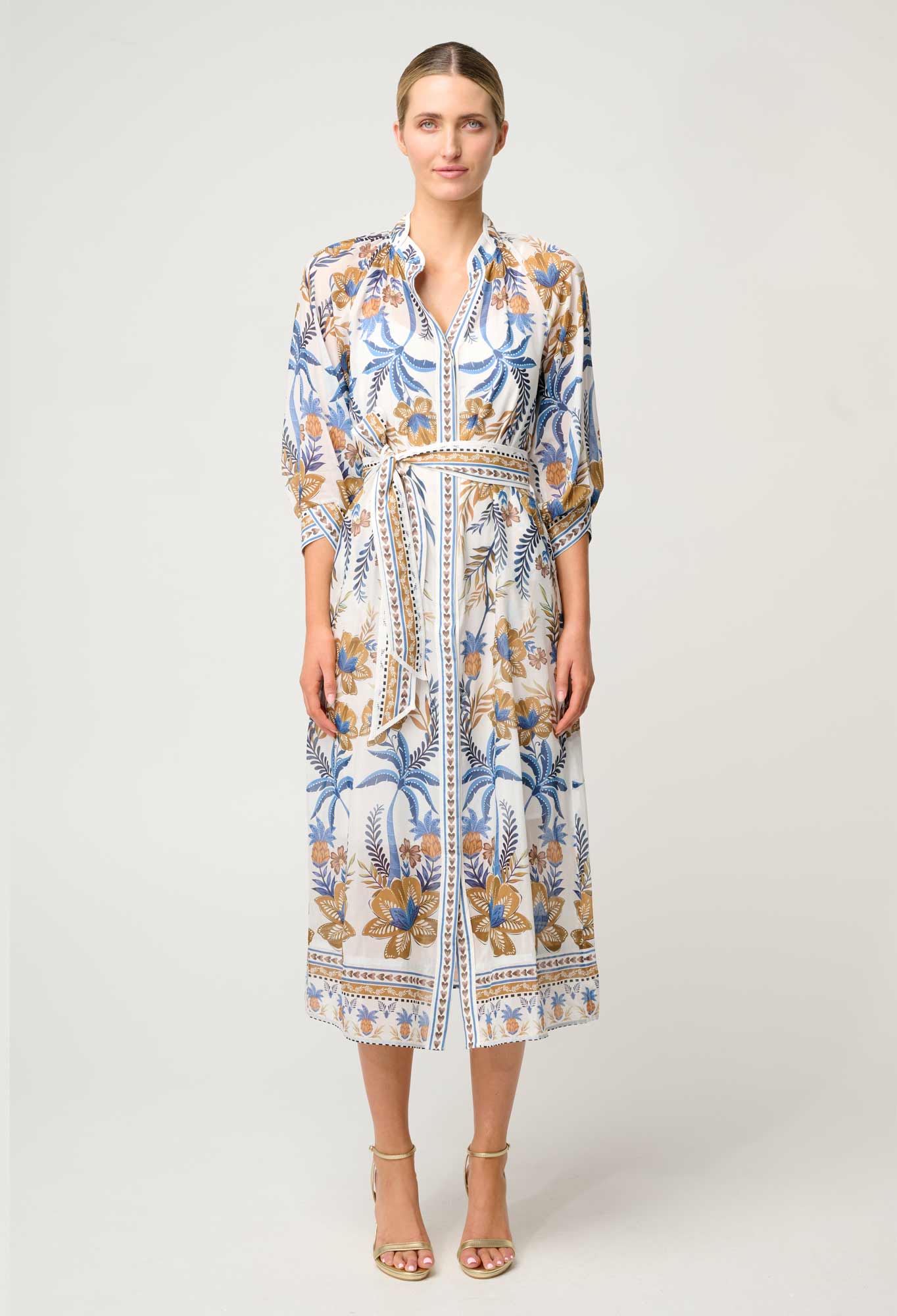 Carmen Silk Cotton Maxi Dress - Golden Medina