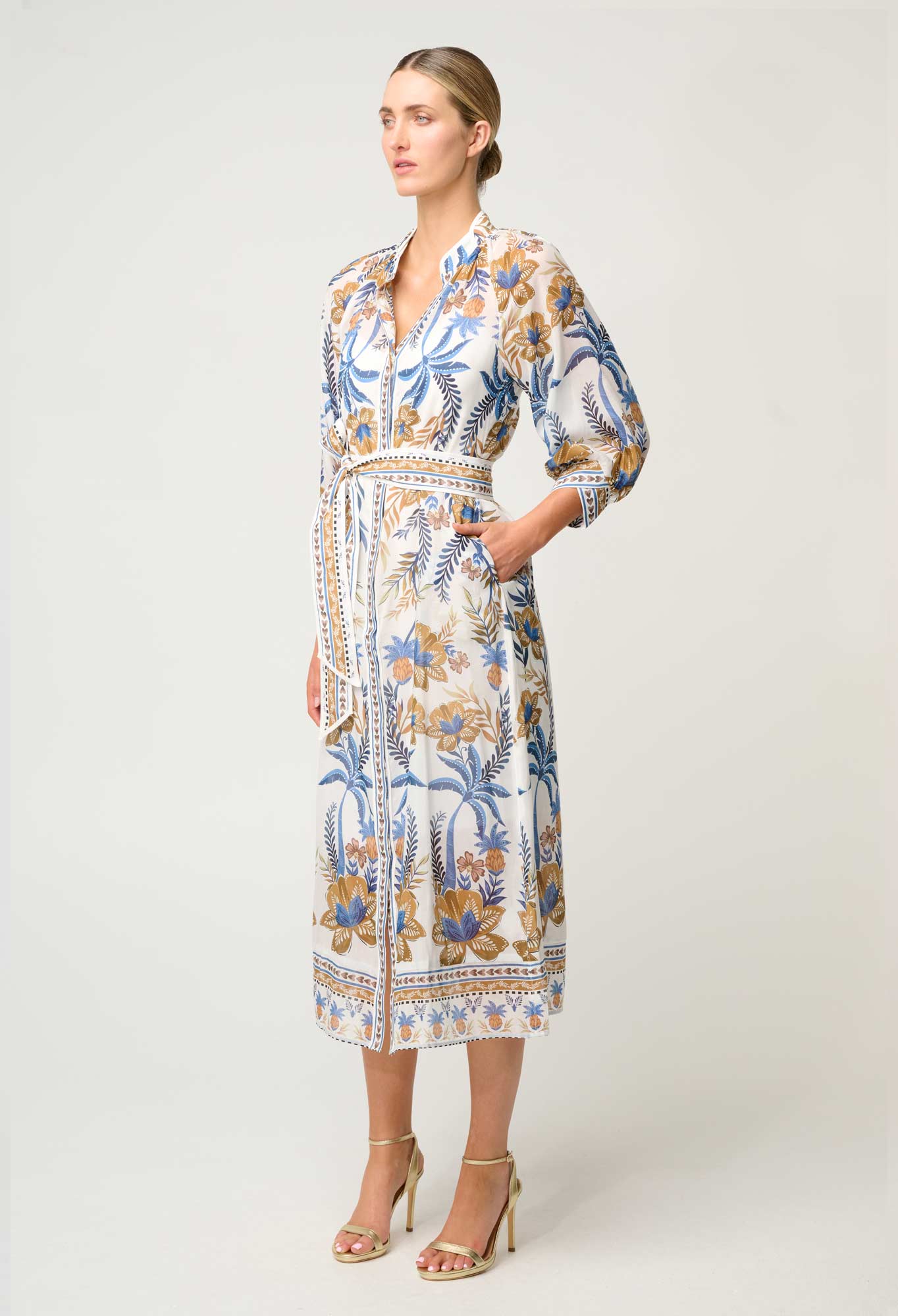 Carmen Silk Cotton Maxi Dress - Golden Medina