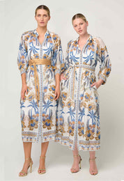 Carmen Silk Cotton Maxi Dress - Golden Medina