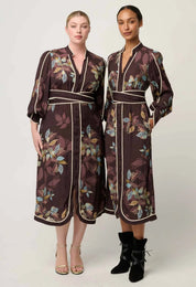 Camille Curved Hem Dress - Ember Vines - Presence Hamilton