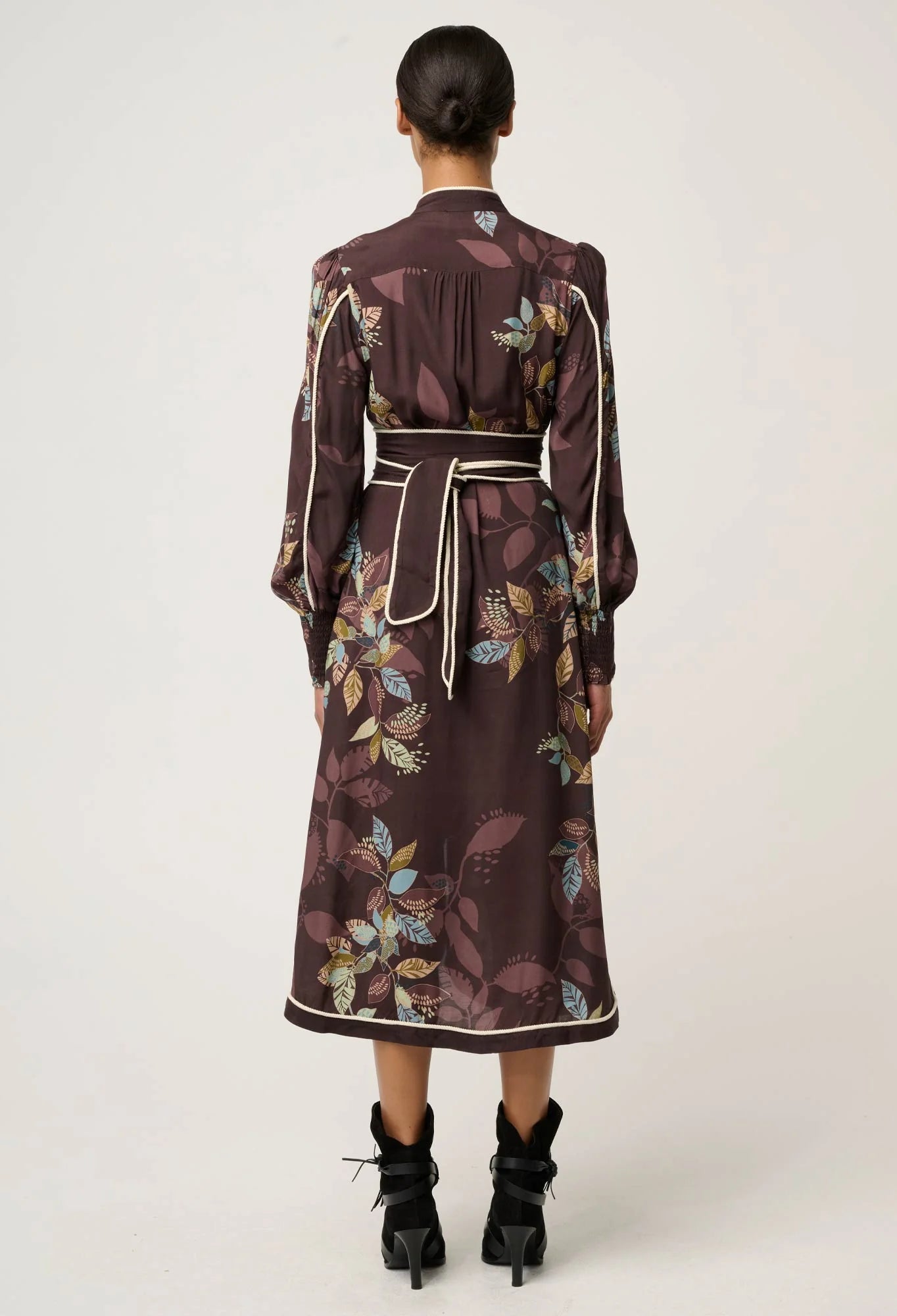 Camille Curved Hem Dress - Ember Vines - Presence Hamilton