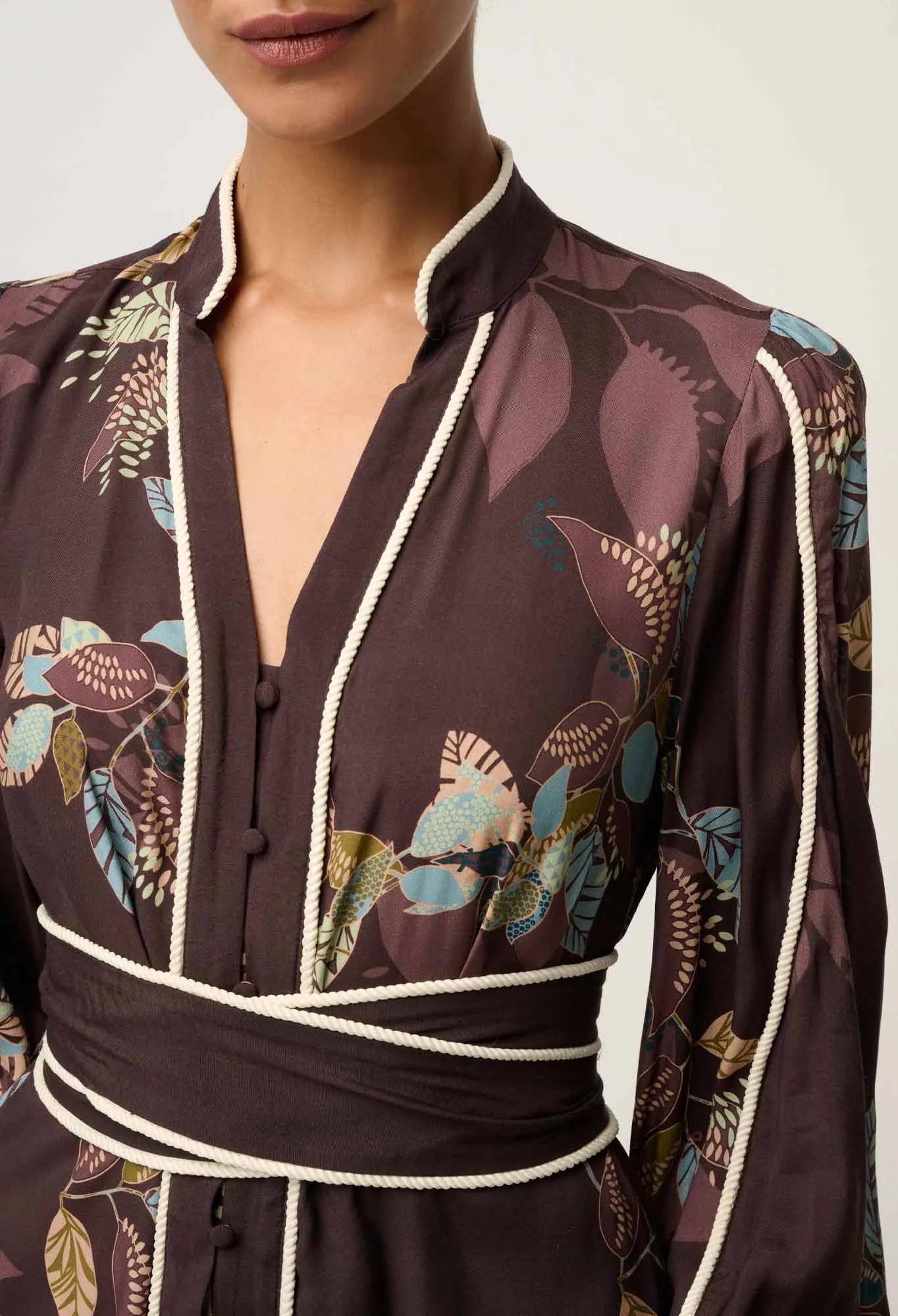 Camille Curved Hem Dress - Ember Vines - Presence Hamilton