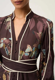 Camille Curved Hem Dress - Ember Vines - Presence Hamilton