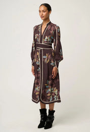 Camille Curved Hem Dress - Ember Vines - Presence Hamilton