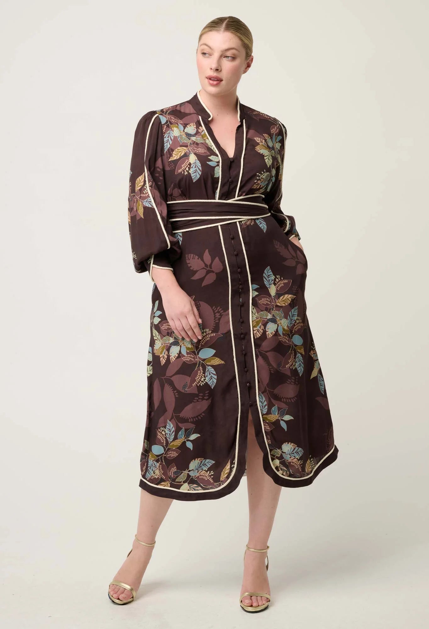 Camille Curved Hem Dress - Ember Vines - Presence Hamilton