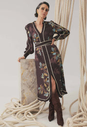 Camille Curved Hem Dress - Ember Vines - Presence Hamilton