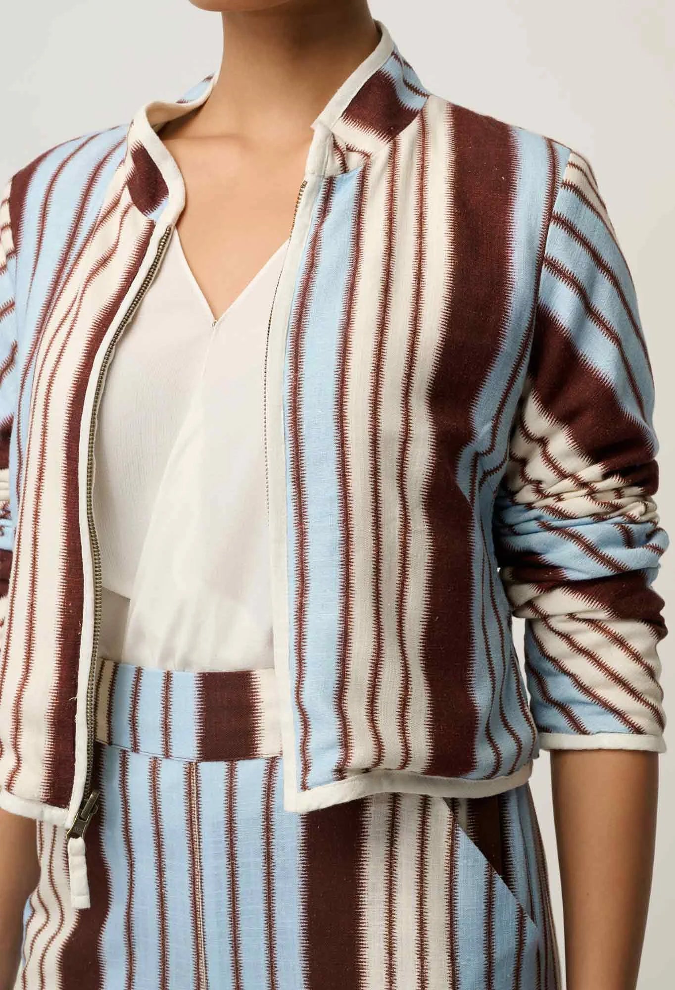 Delray Reversible Printed Jacket-Nautilus Bloom /  Iridescent Stripe