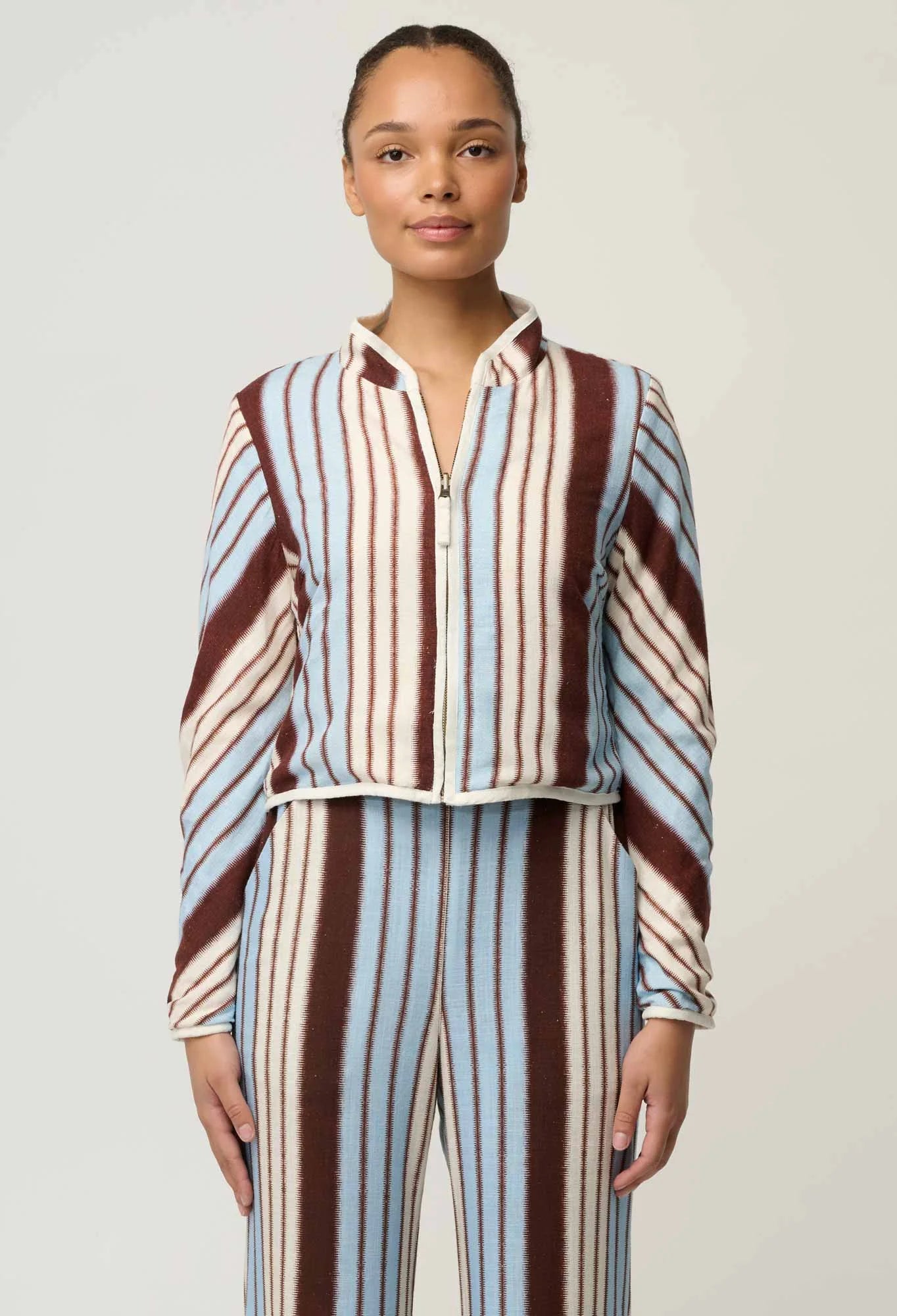 Delray Reversible Printed Jacket-Nautilus Bloom /  Iridescent Stripe