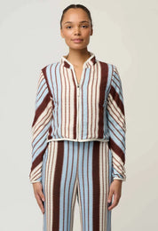 Delray Reversible Printed Jacket-Nautilus Bloom /  Iridescent Stripe
