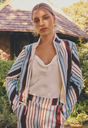 Delray Reversible Printed Jacket-Nautilus Bloom /  Iridescent Stripe