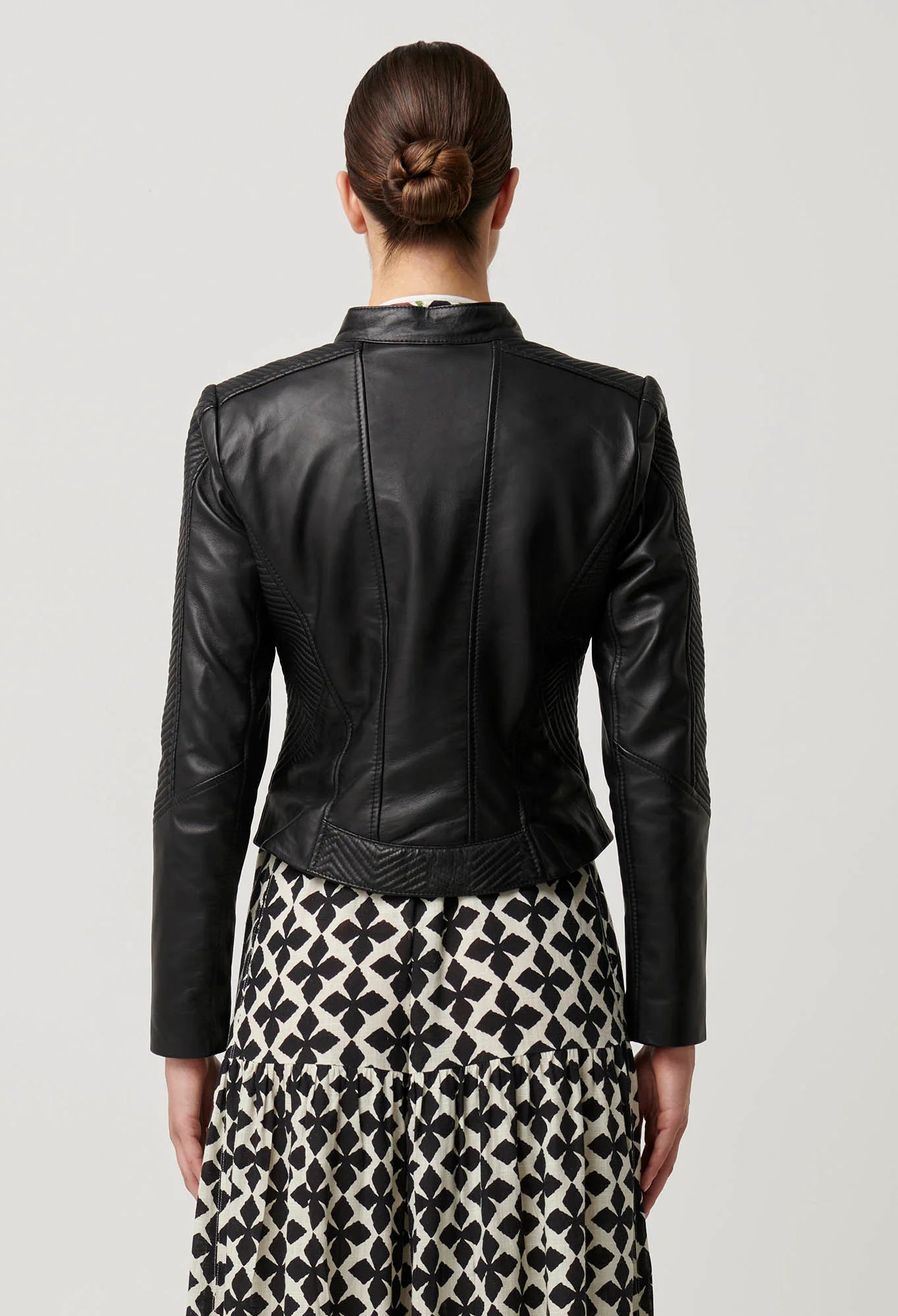 Blaire Leather Herringbone Jacket