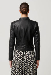 Blaire Leather Herringbone Jacket