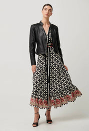 Blaire Leather Herringbone Jacket