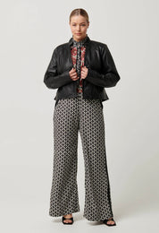 Blaire Leather Herringbone Jacket