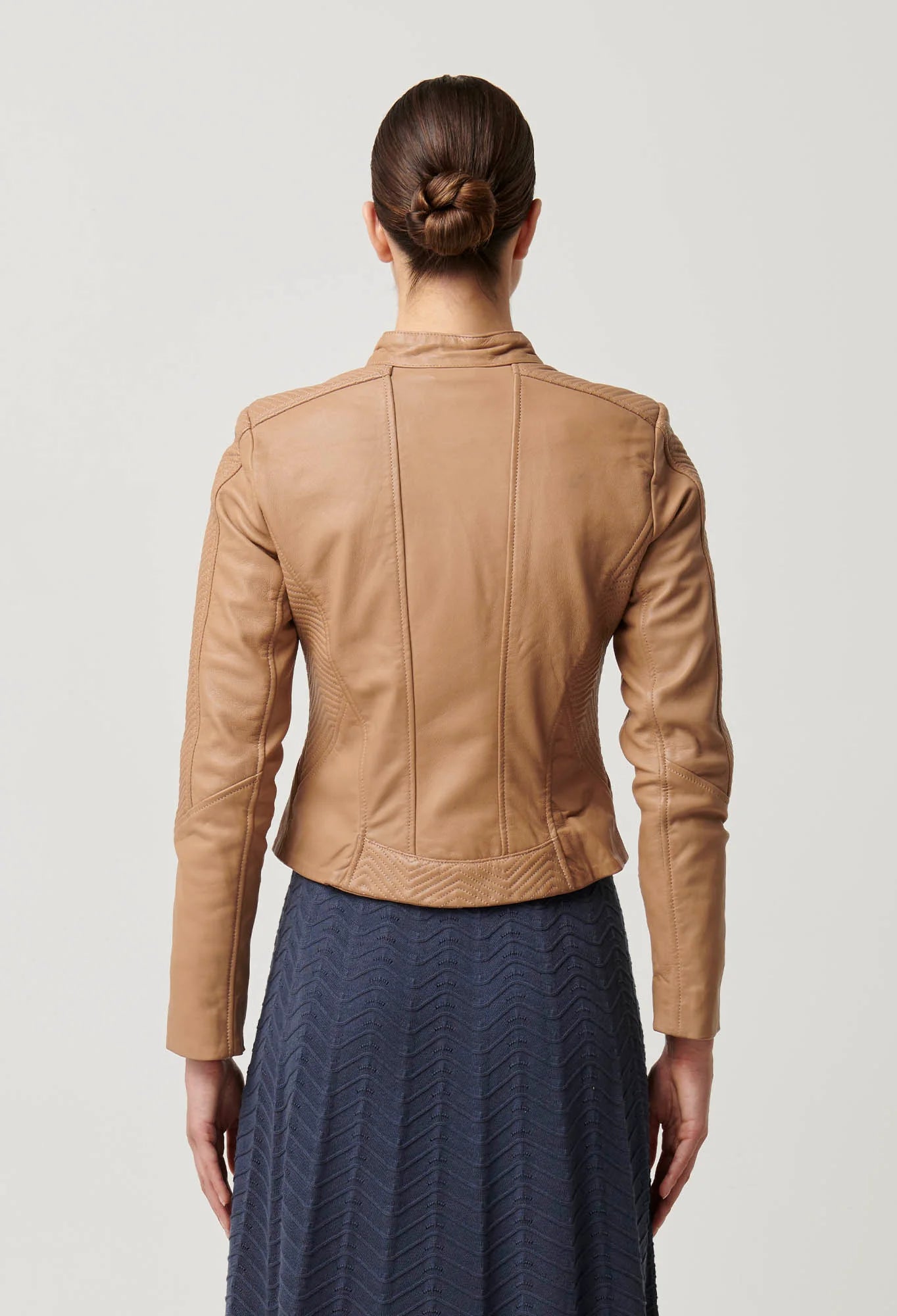 Blaire Leather Herringbone Jacket