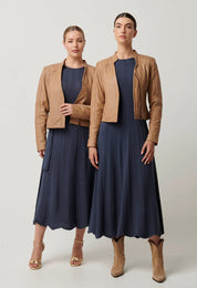 Blaire Leather Herringbone Jacket
