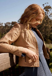 Blaire Leather Herringbone Jacket