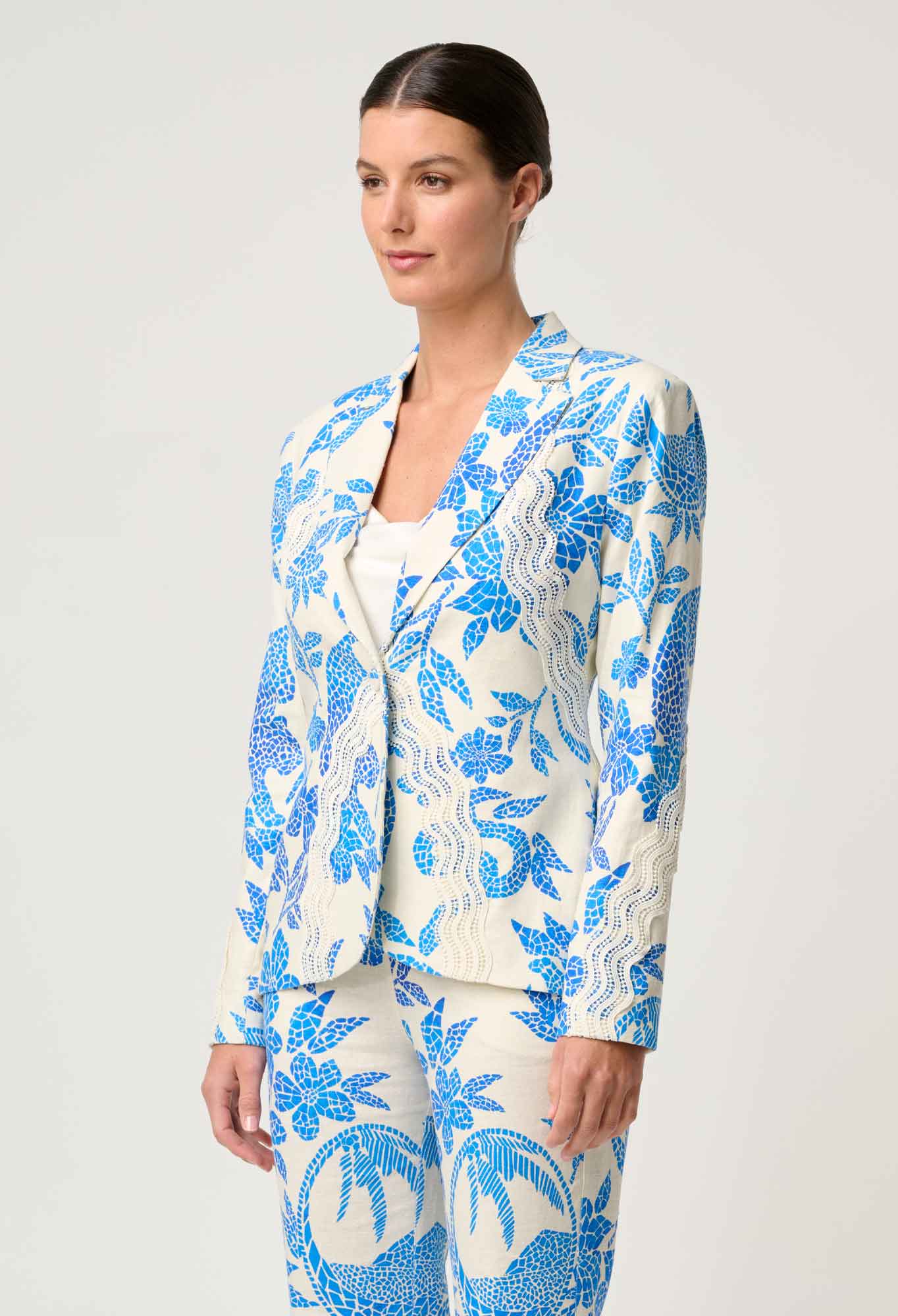 Leandro Stretch Printed Blazer