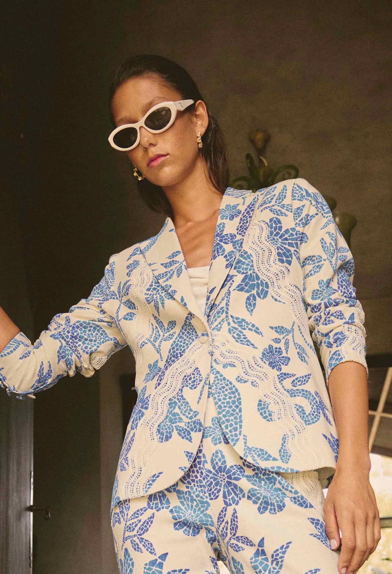 Leandro Stretch Printed Blazer