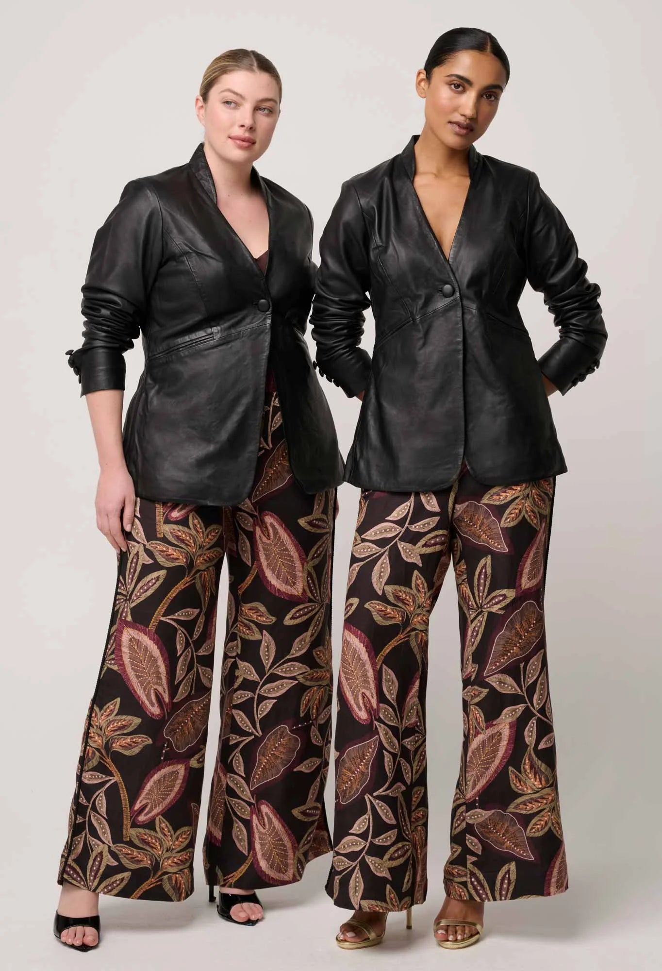Calypso Leather Panelled Blazer- Black