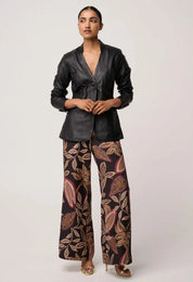 Calypso Leather Panelled Blazer- Black
