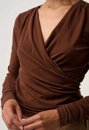 Aster Lyocell Wrap Top- Mocha