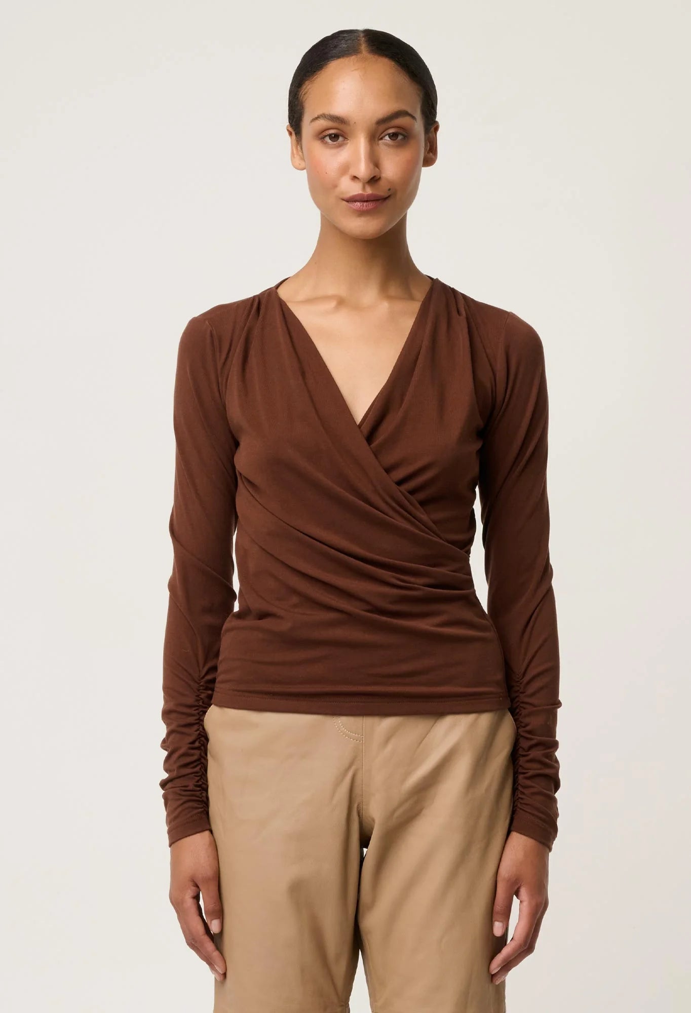 Aster Lyocell Wrap Top- Mocha
