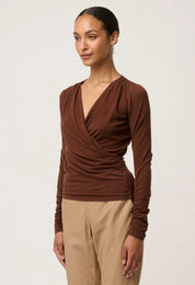 Aster Lyocell Wrap Top- Mocha