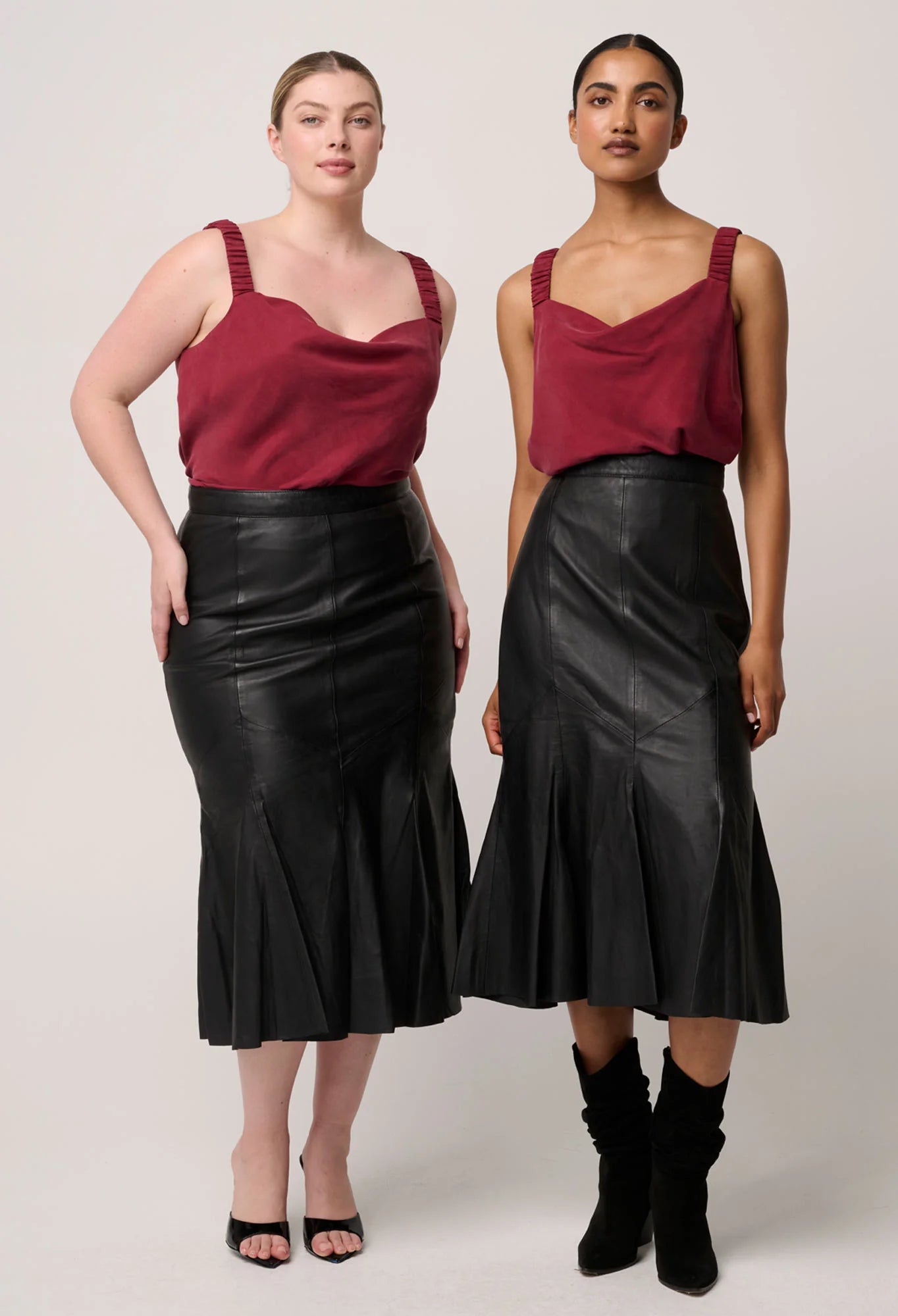 Gayle Leather Panelled Skirt- Black - Presence Hamilton