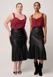 Gayle Leather Panelled Skirt- Black - Presence Hamilton