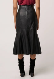 Gayle Leather Panelled Skirt- Black - Presence Hamilton