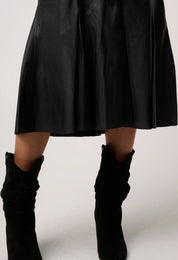 Gayle Leather Panelled Skirt- Black - Presence Hamilton