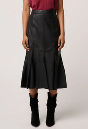 Gayle Leather Panelled Skirt- Black - Presence Hamilton