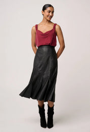Gayle Leather Panelled Skirt- Black - Presence Hamilton